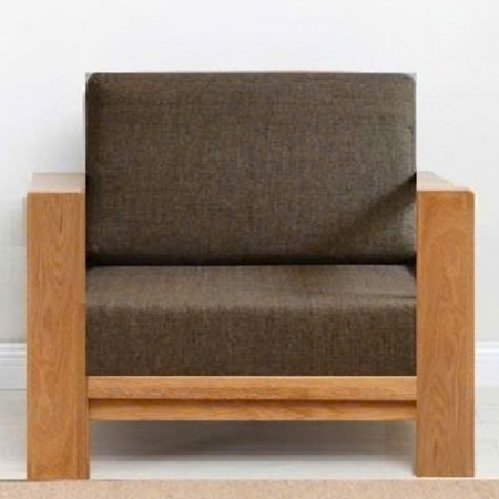 Square Oak : Ghế Sofa Đơn Gỗ Sồi Kèm Nệm